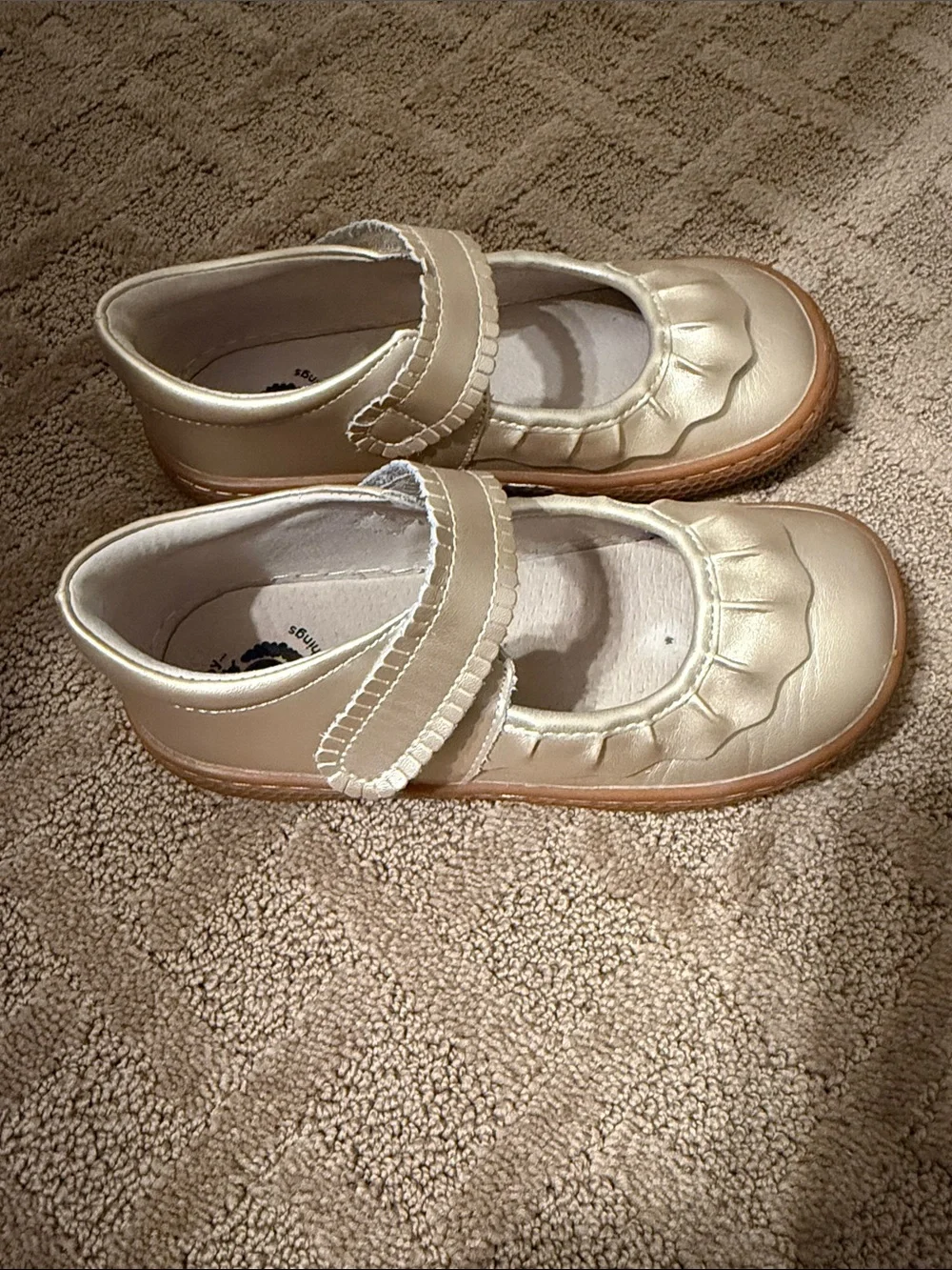 Livie & Luca Metallic Gold Mary Jane Shoes with Fringe Strap